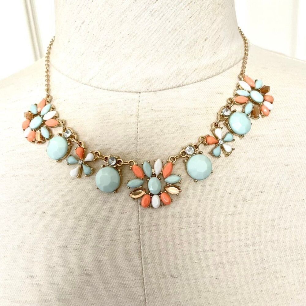 Beaded rhinestone statement necklace